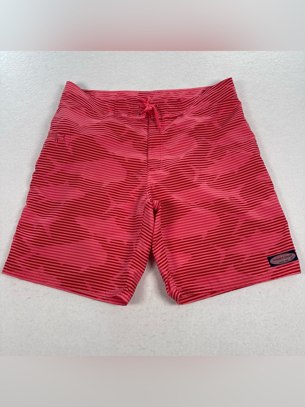 Vineyard Vines Shark Stripe Drawstring Board Shorts Men's Size 35 Swimwear